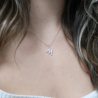 Silver CZ Initial Necklace